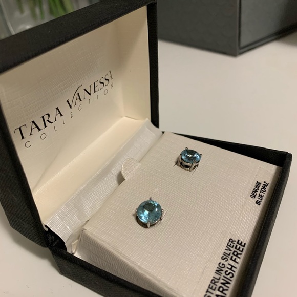 Blue Topaz Earrings - Sterling Silver - Picture 3 of 3